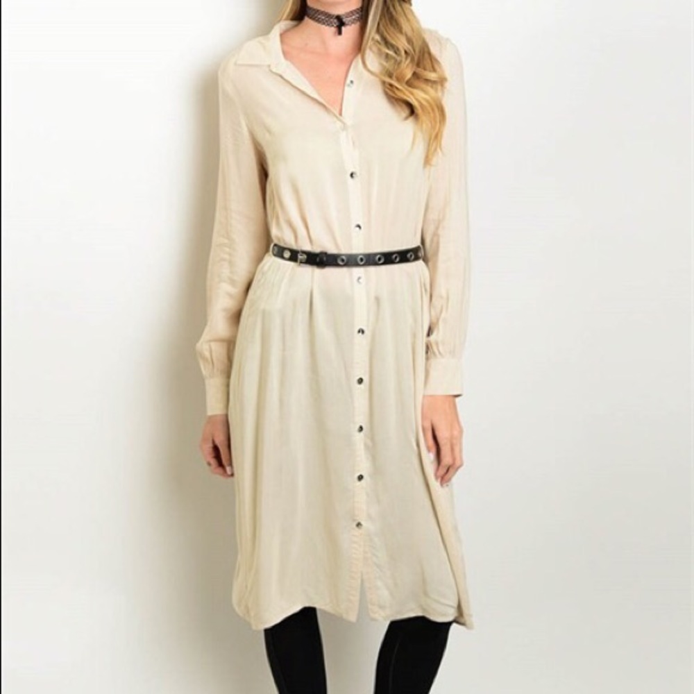 🆑 Go-with-the-Flow Button-Down Tunic With Belt